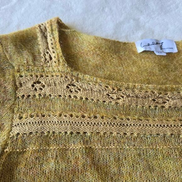 Women's Mohair Blend Knit Sweater Sz XS Mustard Yellow Boho Soft Cozy Layering - Picture 7 of 10